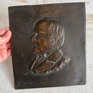 Vintage Heavy Metal Portrait of a Man Simple Plaque - Metal Relief Gentleman Hea